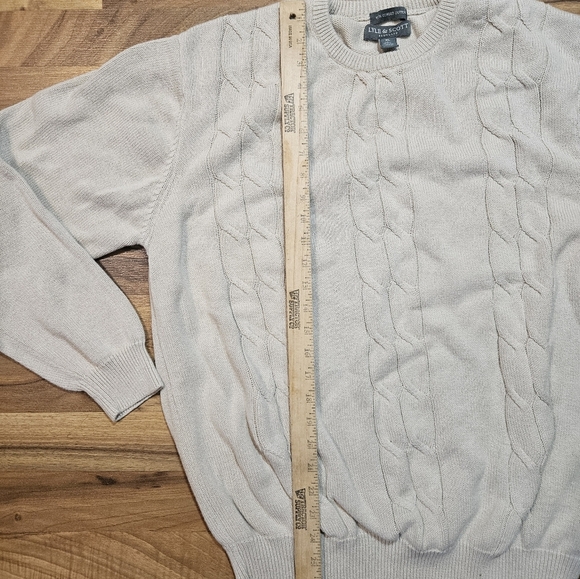 Lyle And Scott Scotland Mens XL 100% Combed Cotton Sweater White Cable Knit - Picture 6 of 6